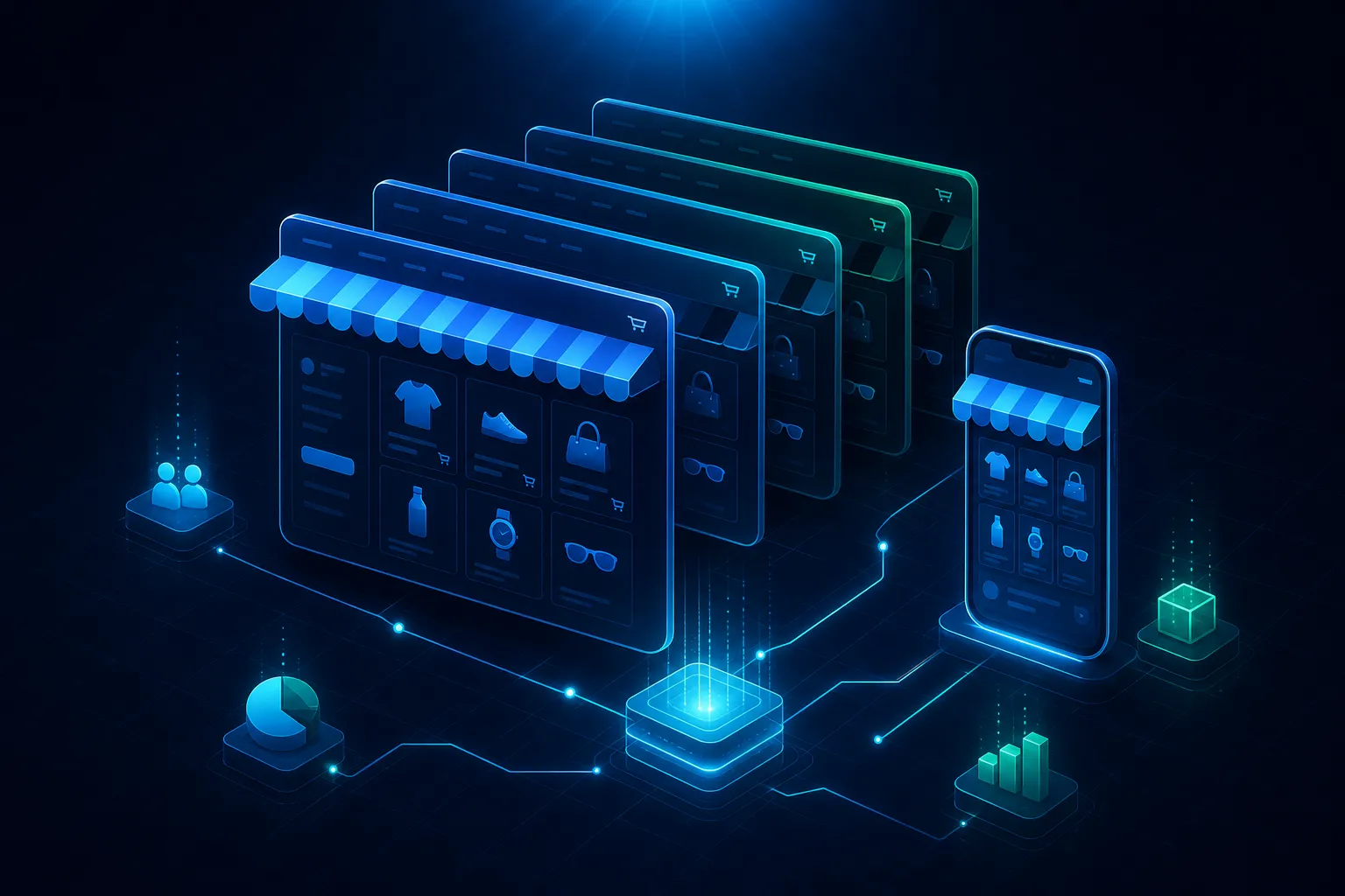 Nextera Demo Store: multi-tenant e-commerce SaaS cover illustration